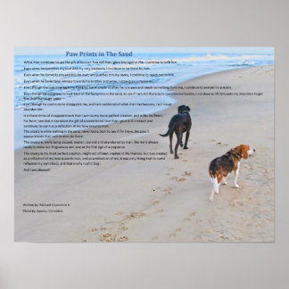 Poster Empreintes de pattes dans l'affiche du sable