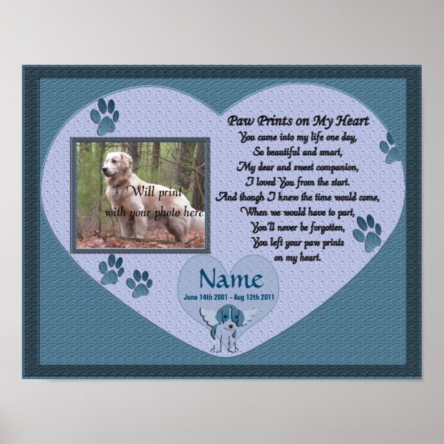 Poster Empreintes de pattes sur My Heart - Blue Dog Memor (Devant)
