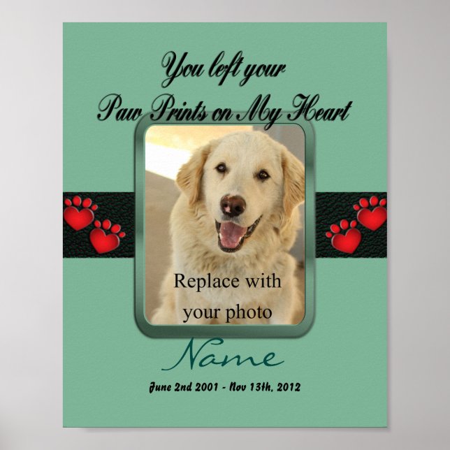 Poster Empreintes de pattes sur My Heart - Mint Green (Devant)