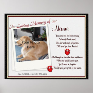 Poster Empreintes de pattes sur My Heart Pet Memorial - C