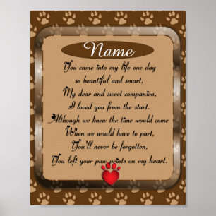 Poster Empreintes de pattes sur My Heart Poem Pet Memoria