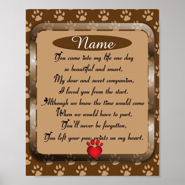Poster Empreintes de pattes sur My Heart Poem Pet Memoria (Devant)
