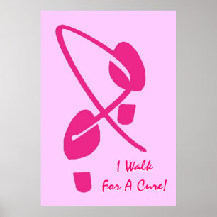 Poster Empreintes De Ruban Rose Je Marche Pour Un Cure I