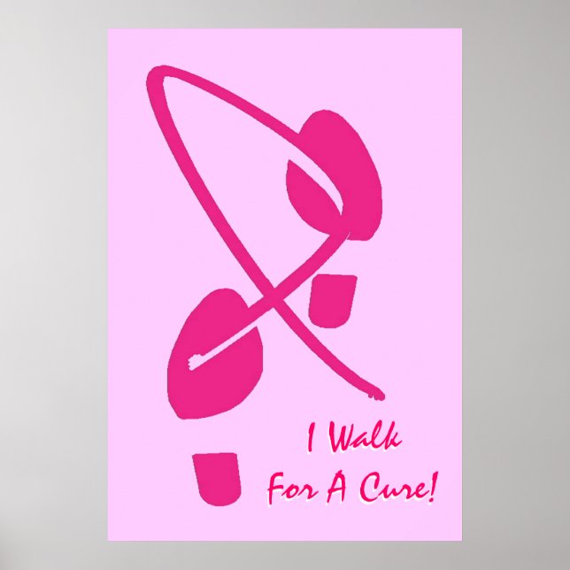 Poster Empreintes De Ruban Rose Je Marche Pour Un Cure I (Devant)