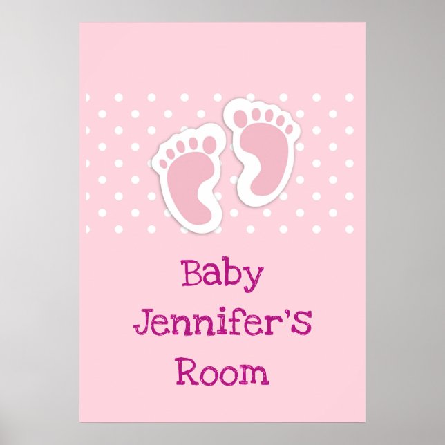 Poster Empreintes filles mignonnes roses (Devant)