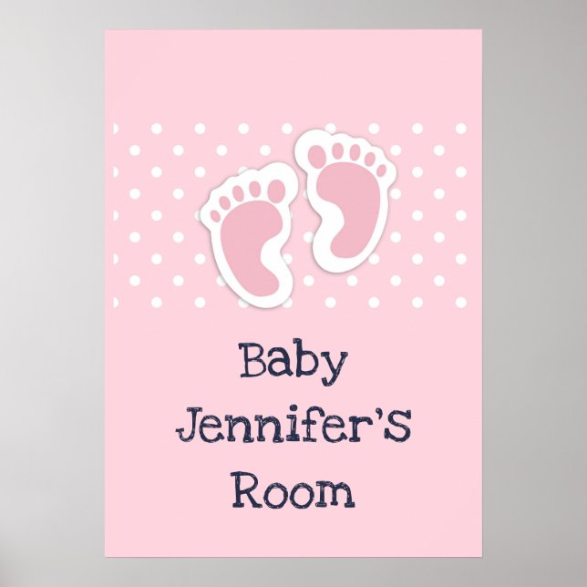 Poster Empreintes filles mignonnes roses (Devant)