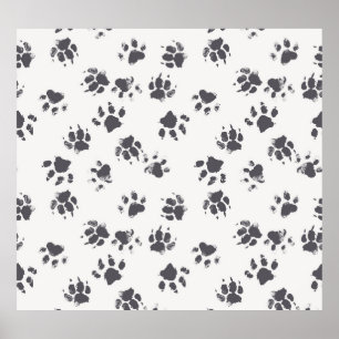 Poster Empreintes Paw : Chien Monochrome Sans Seamless.