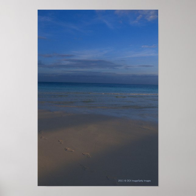 Poster Empreintes sur la plage (Devant)