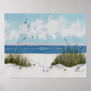 Poster Empreintes sur la plage Imprimer
