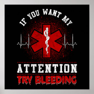 Poster EMS EMT Sarcastique Urgence paramédicale Essayer d