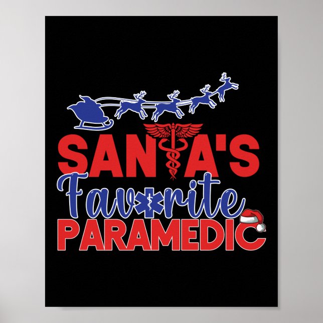 Poster EMS Urgence Père Noël Favorite Paramedic Christmas (Devant)