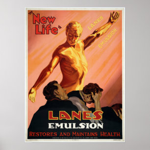 Poster Émulsion vintage Lanes Santé Publicité