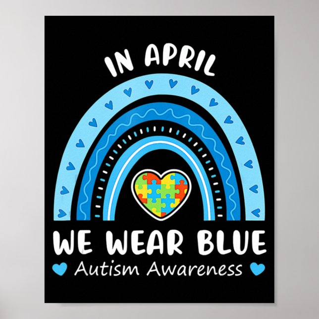 Poster En Avril Nous Portons Blue Rainbow Sensibilisation (Devant)