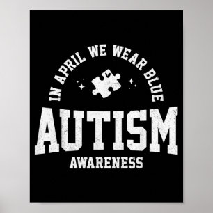 Poster en avril Porter Bleu Autisme Sensibilisation Puzzl