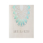 Élégant Marbre blanc floral turquoise Lotus Flower