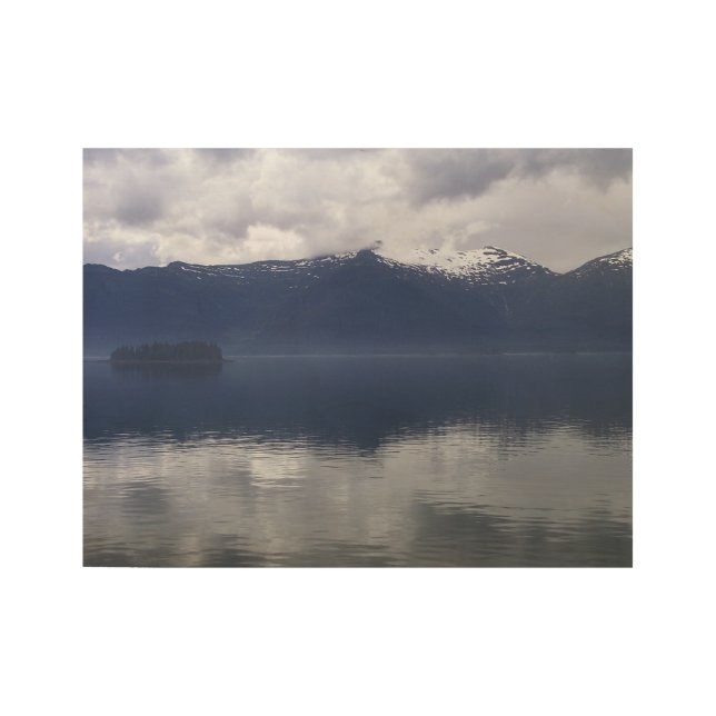Poster En Bois Misty Alaskan Sea dans les tons bleu (Devant)