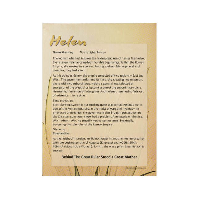 Poster En Bois Signification de la Hélène nommée (Devant)