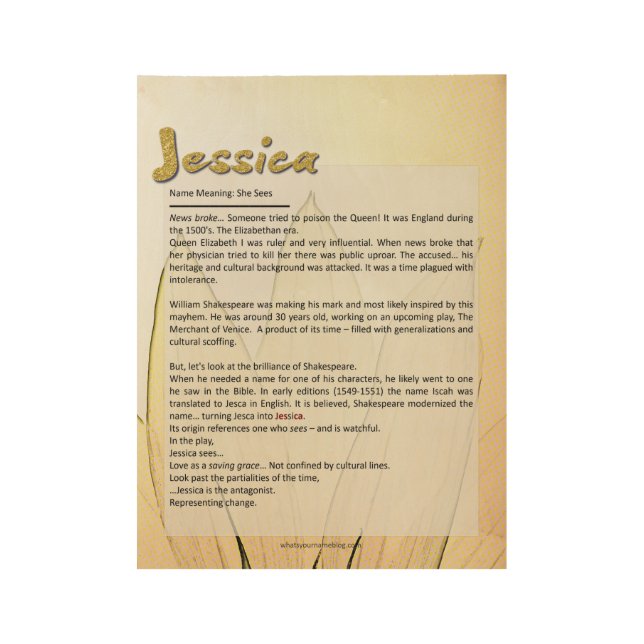 Poster En Bois Signification de la Jessica nommée (Devant)