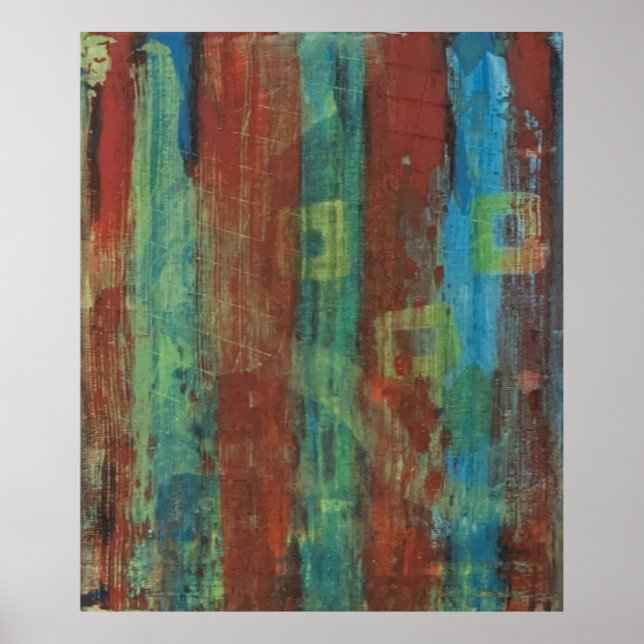 Poster En cage. Anxiété, frustration, art acrylique Tapis (Devant)