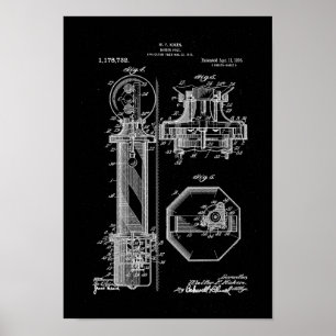 Poster en coiffure Illustrations de brevet noir