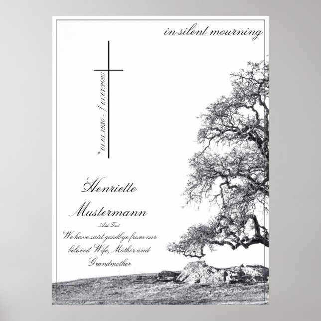 Poster En deuil silencieux - arbre sur la prairie (Devant)