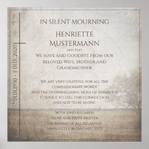 Poster En deuil silencieux - arbre sur la prairie vintage