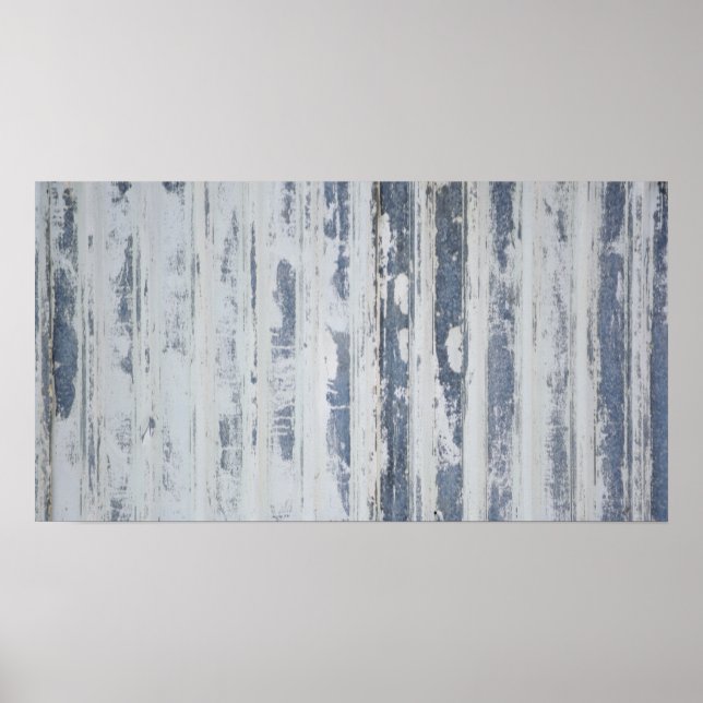 Poster en fer ondulé peint patiné (Devant)