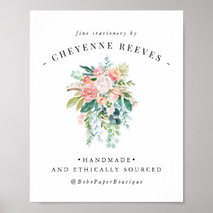 Poster En fleurs   Logo floral vintage rose