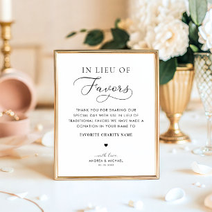 Poster En lieu et place des faveurs Charité Dons Mariage
