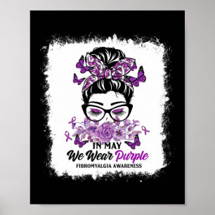 Poster En Mai Nous Portons Violet Messy Bun Fibromyalgie