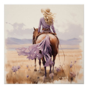 Poster En marche vers l'ouest : Cowgirl Wall Art