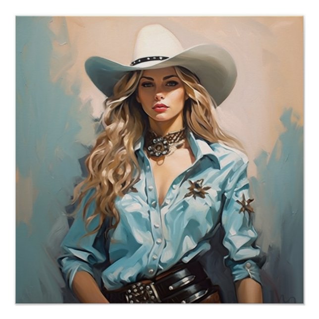 Poster En marche vers l'ouest : Cowgirl Wall Art (Devant)