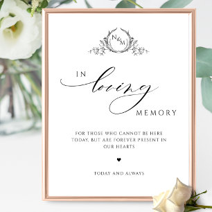 Poster En Mémoire Amoureuse, Élégant Mariage Monogramme