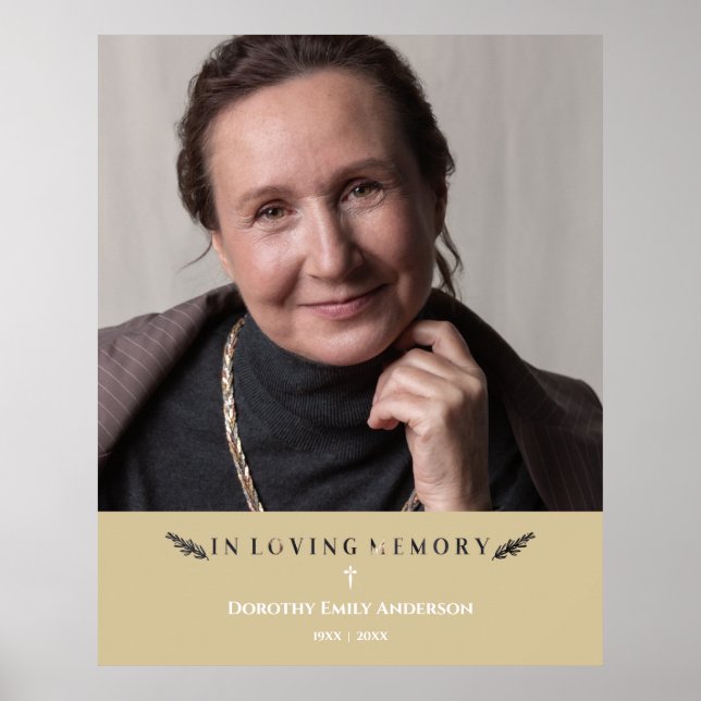 Poster En Mémoire Amoureuse Photo Minimaliste Aimés Or (Devant)