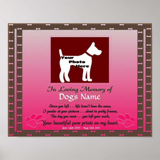 Poster En mémoire d'amour de votre chien rose femelle chi (Devant)