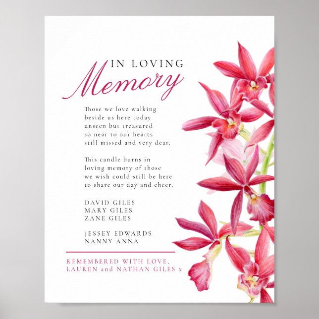 Poster En mémoire d'amour mariage d'aquarelle orchidée ro (Devant)