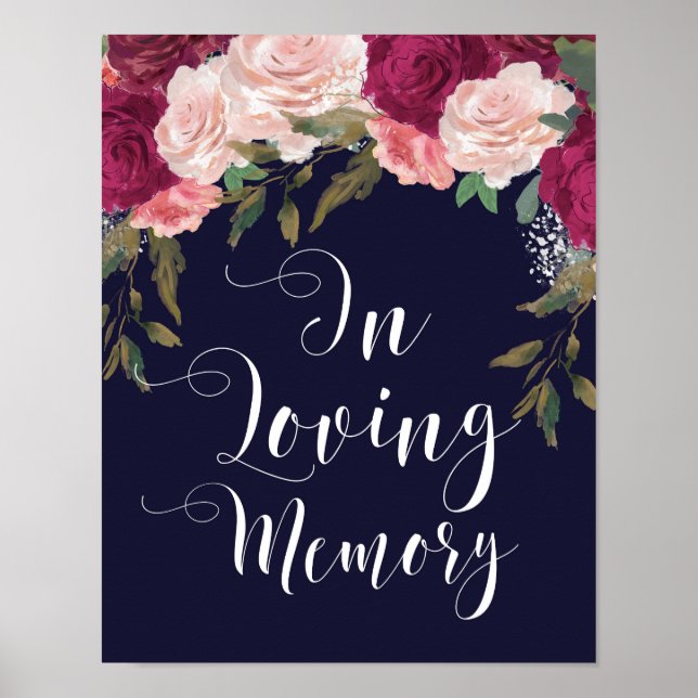 Poster En mémoire d'amour signe mariage marine floral (Devant)