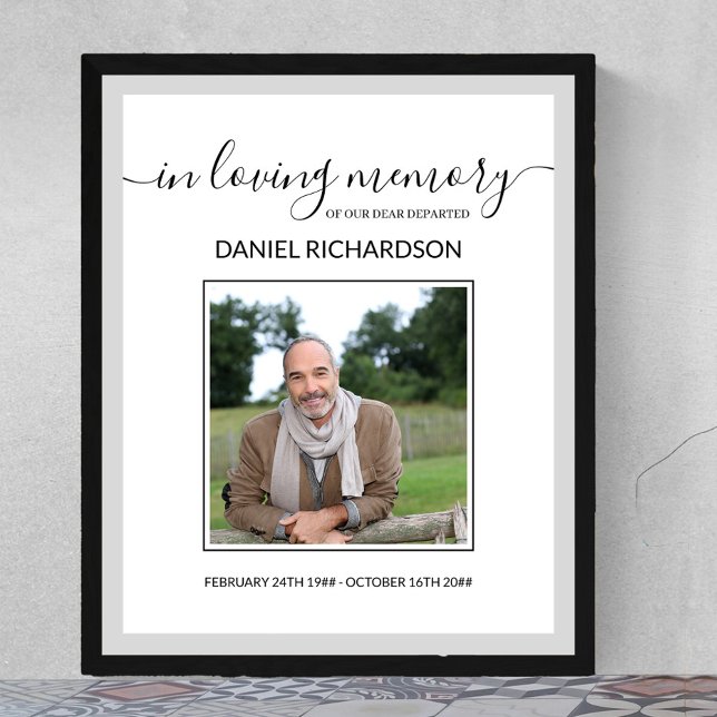 Poster En Mémoire de l'amour Photo Funeral Memorial (Funeral memorial poster to order professionally printed or as a printable digital download)