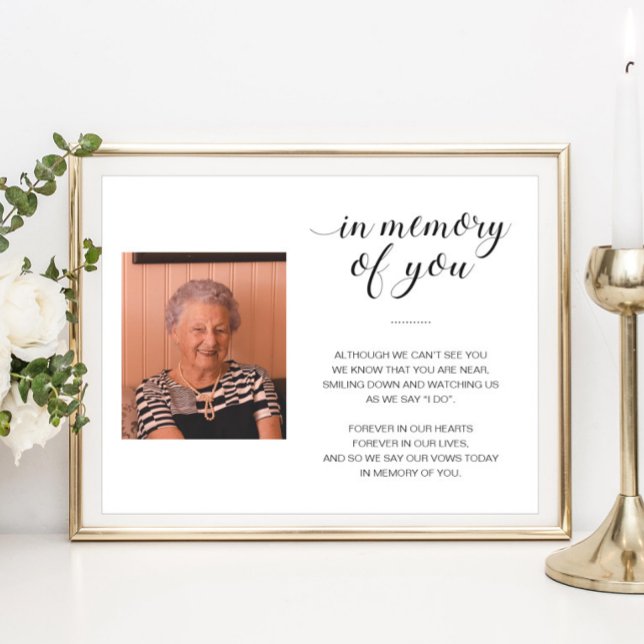 Poster En Mémoire De Vous Poème Mémorial Mariage Photo (Créateur téléchargé)