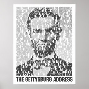 Poster en mosaïque de texte Lincoln/Gettysburg