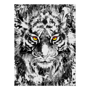 Poster en noir et blanc - Tiger Dessin