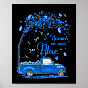 Poster En Novembre Nous Portons Bleu Camion Papillon Diab