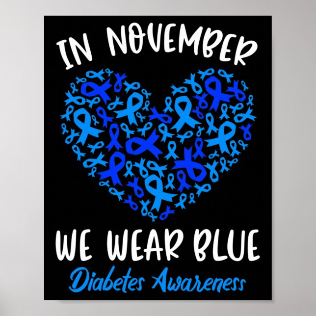 Poster En Novembre Nous Portons Bleu Cure Diabète Sensibi (Devant)
