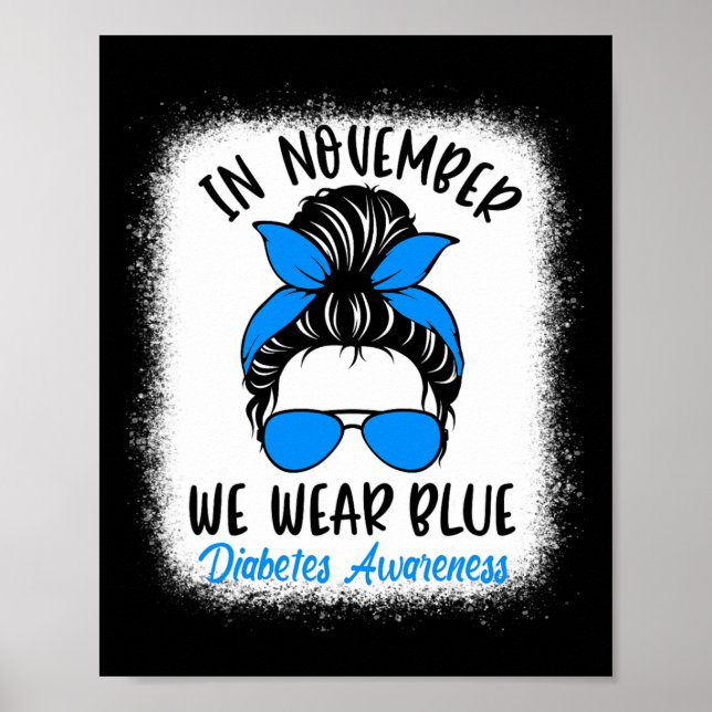 Poster En Novembre Nous Portons Bleu Diabète Sensibilisat (Devant)