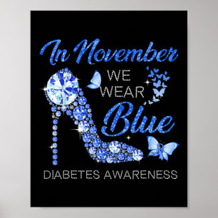 Poster En Novembre Nous Portons Bleu Ruban Haut Diabète t