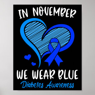 Poster En novembre, nous portons Blue Cure Diabète Sensib