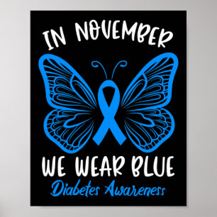 Poster En Novembre, nous portons Blue Diabetes Sensibilis