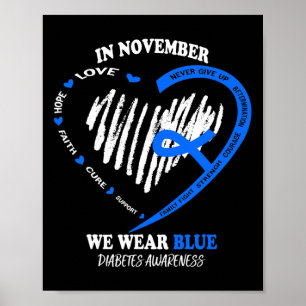 Poster En Novembre, Nous Portons Blue Messy Bun Diabetes 