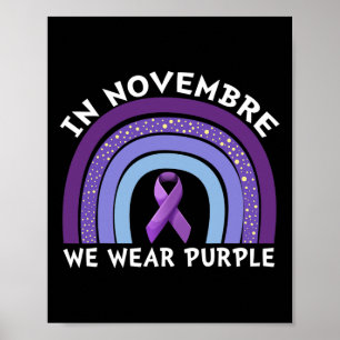 Poster En Novembre Nous Portons Violet Cancer Pancréatiqu