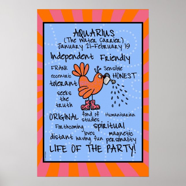 Poster en nuage de mots Aquarius (Devant)